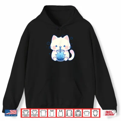 Hoodie Kawaii Cat Boba Japanese cute aesthetic Anime Girls Teens Shirt