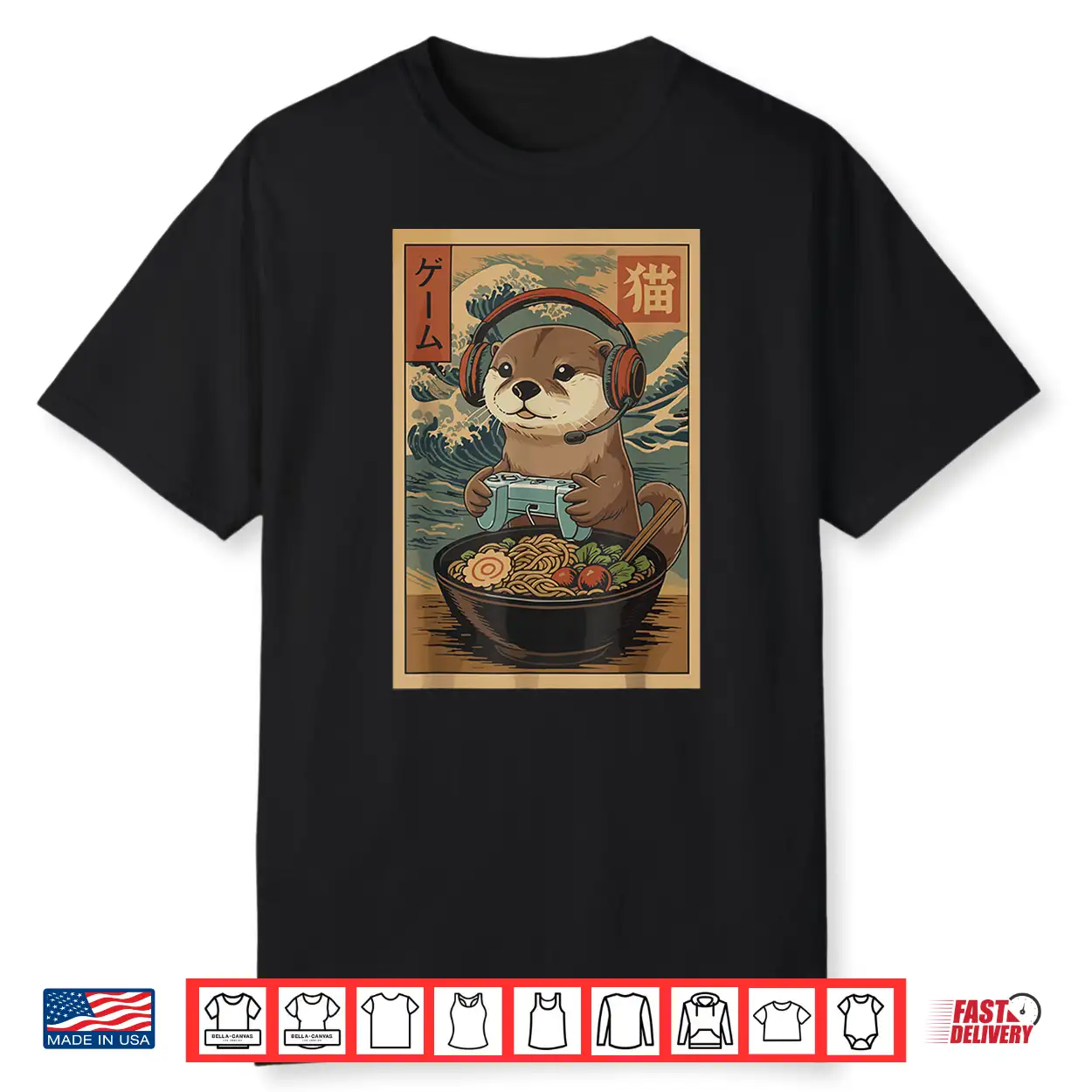 Kawaii Japanese Ramen Otter Retro Gaming Shirts For Men Shirt