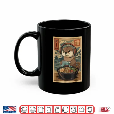 Mug Kawaii Japanese Ramen Otter Retro Gaming Shirts for Men Shirt