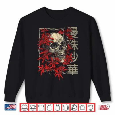 Sweatshirt Red Spider Lily Flower Skull Skeleton Japanese Anime Otaku Shirt