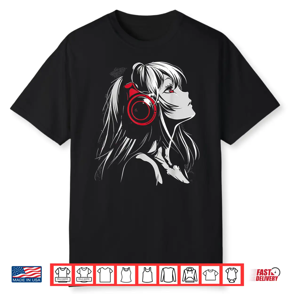 Anime Manga Motif Headphone Artwork Anime Shirt