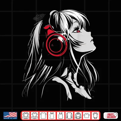 Design Anime Manga Motif Headphone Artwork Anime Shirt