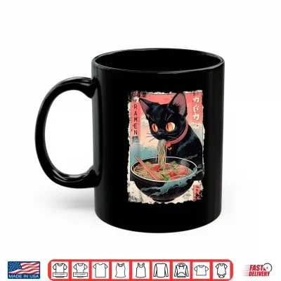 Mug Cat Ramen Noodle Japanese Anime Manga Cat Shirt