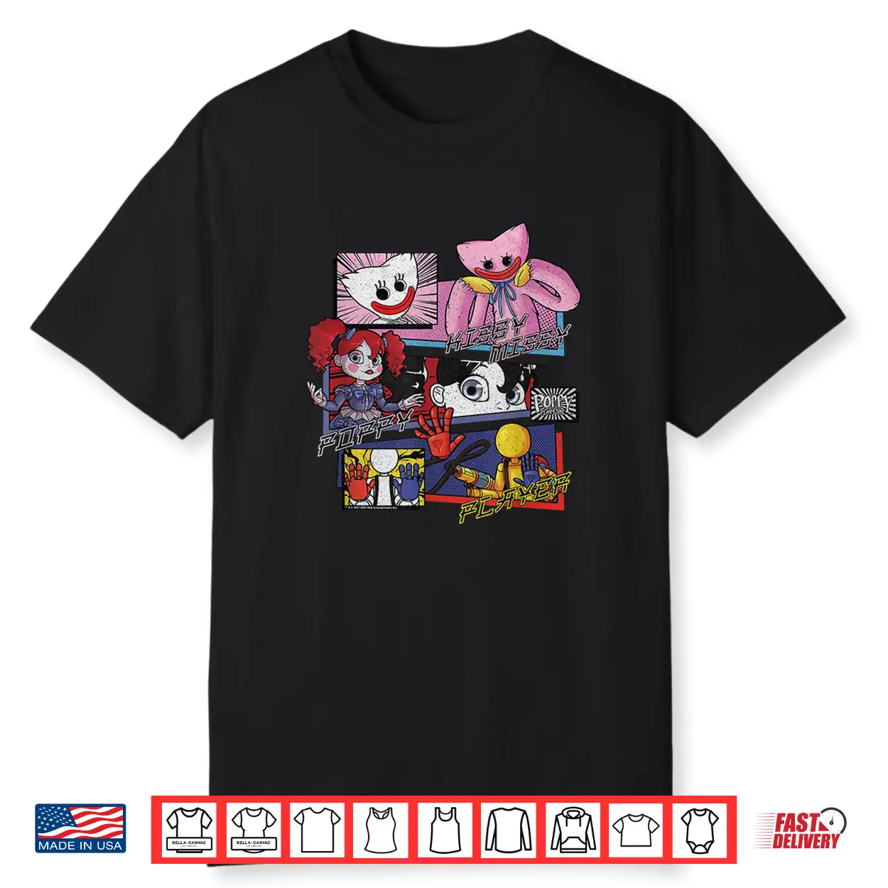 Poppy Playtime Friends Manga Panels Distressed Style Shirt