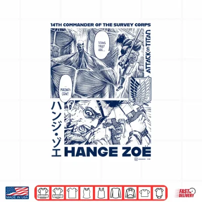 Attack On Titan Commander Hange Zoe Big Chest Manga Poster Shirt 4 Design Attack on Titan Commander Hange Zoe Big Chest Manga Poster Shirt