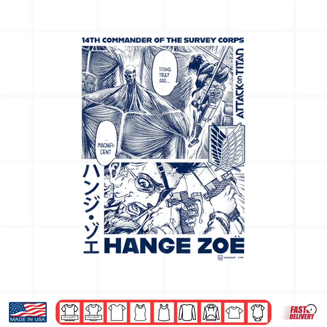 Attack On Titan Commander Hange Zoe Big Chest Manga Poster Shirt Attack On Titan Commander Hange Zoe Big Chest Manga Poster Shirt