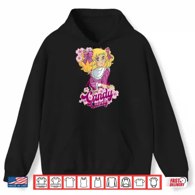 Hoodie Candy Candy Pink Cartoon Japanese 80s Vintage Anime Manga Shirt