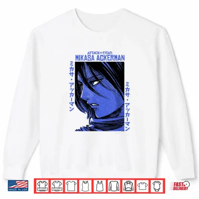 Sweatshirt Attack on Titan Mikasa Ackerman Japanese Manga Face Portrait Shirt