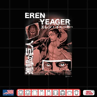 Design Attack on Titan Eren Yeager Japanese Manga Collage Portrait Shirt