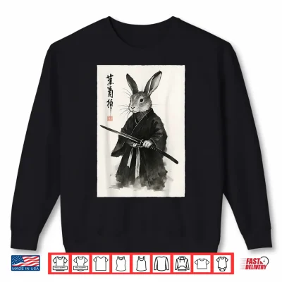 Sweatshirt Funny Japanese Anime Manga Style Martial Arts Samurai Rabbit Shirt