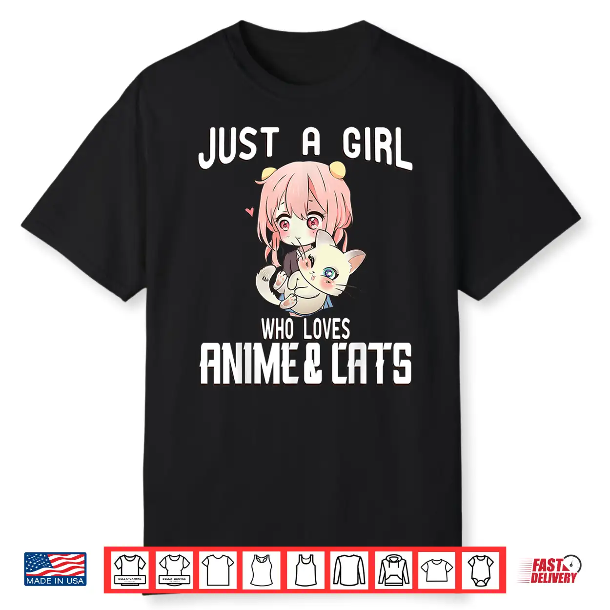 Just A Girl Who Loves Anime And Cats Lover For Teen Shirt