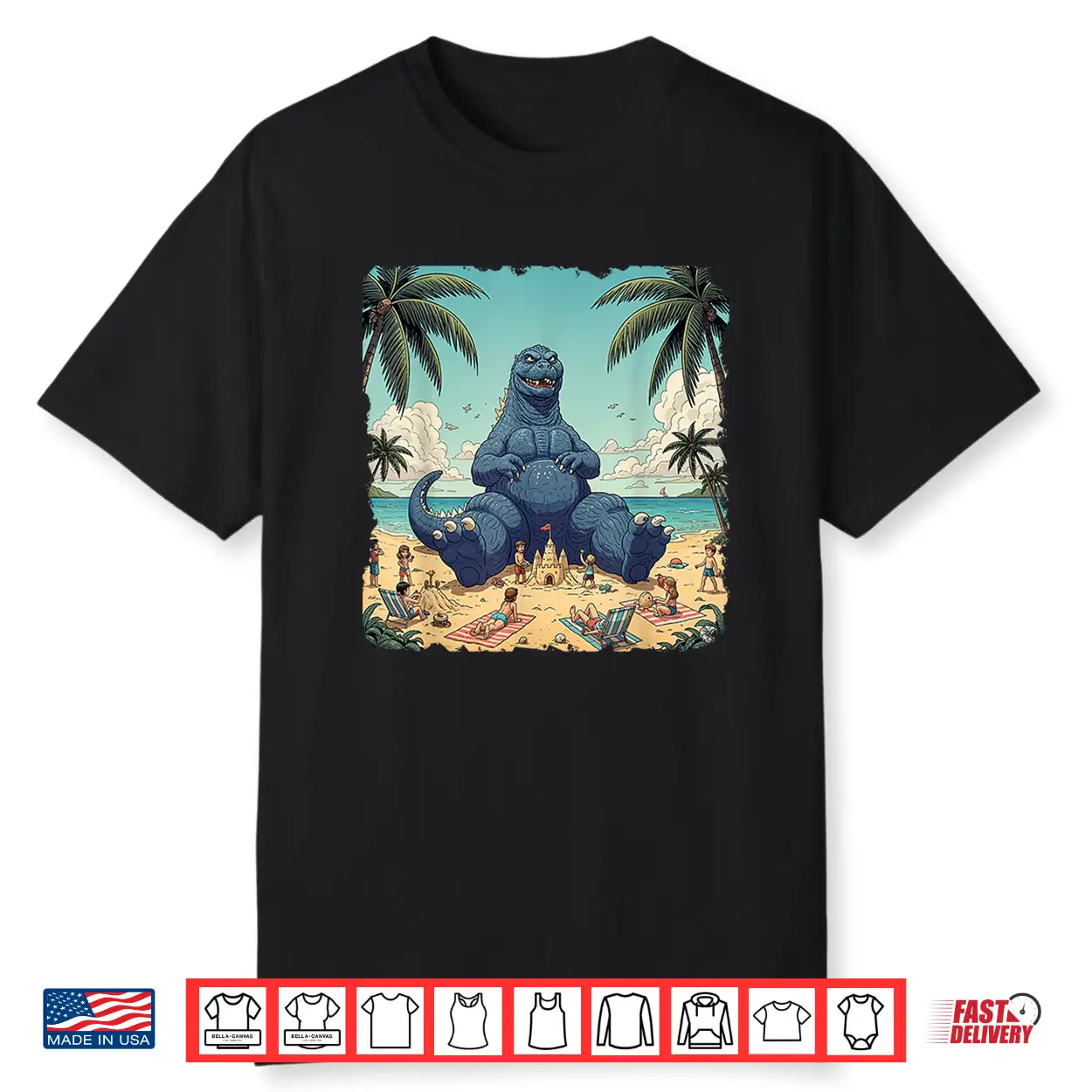 Kaiju On The Beach Suntanning Vacation Funny Summer Vacation Shirt
