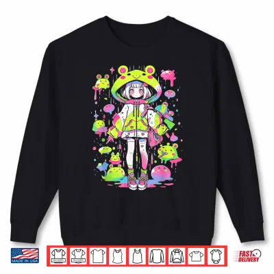 Sweatshirt Kawaii Chibi Frog Girl Decora Kei Anime Manga Harajuku Shirt