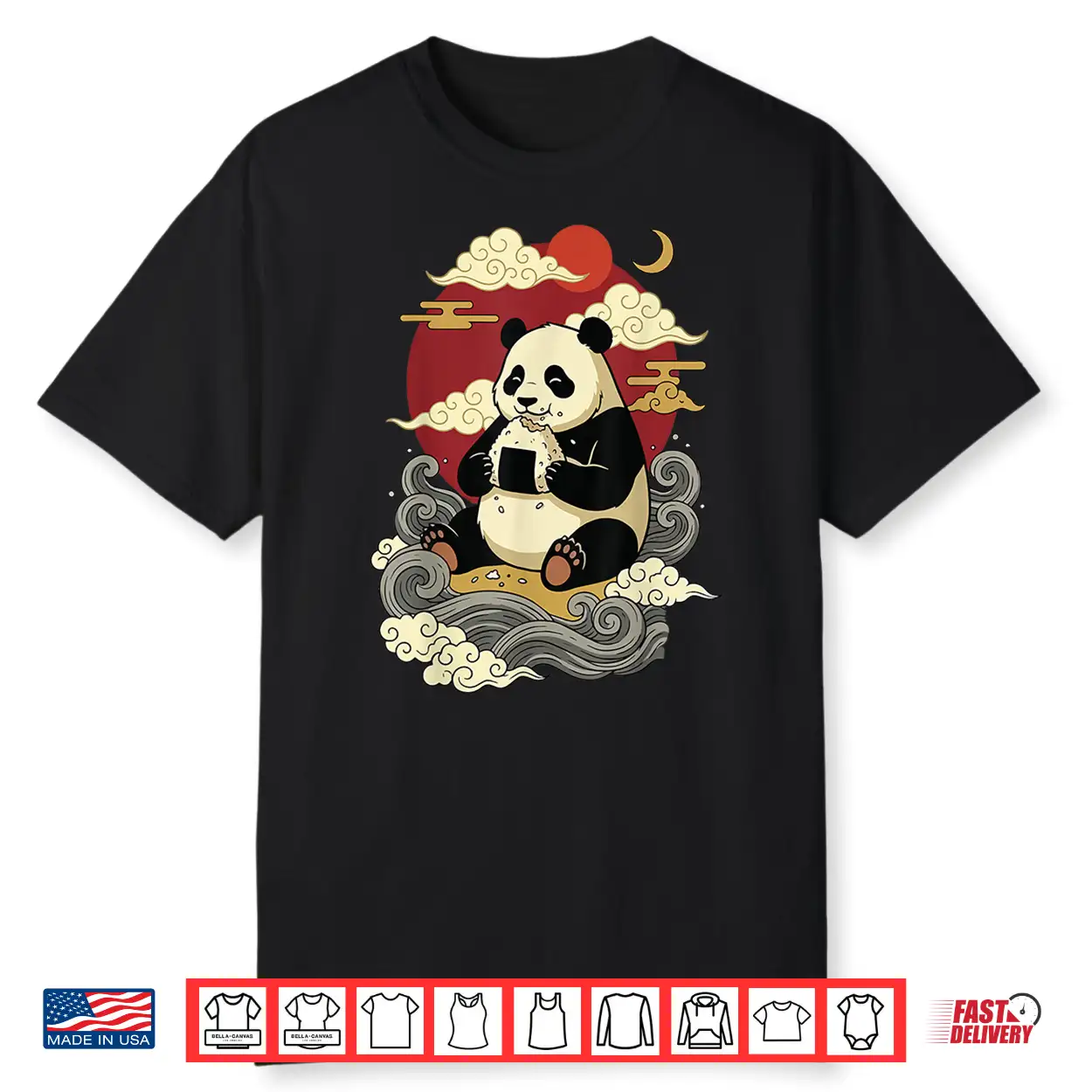 Panda Eating Onigiri Japanese Sushi Manga Japan Shirt