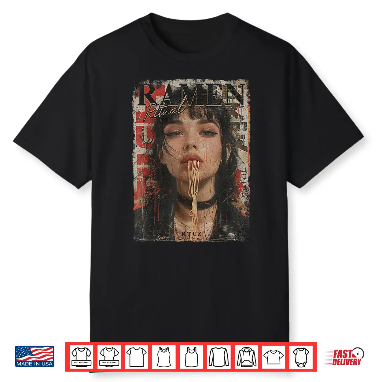 Pin Up Girl Ramen Noodle Anime Manga Asian Ramen Shirt