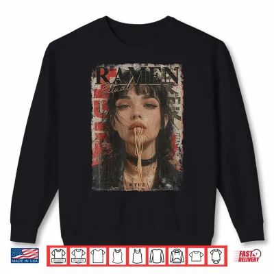 Sweatshirt Pin up Girl Ramen Noodle Anime Manga Asian Ramen Shirt