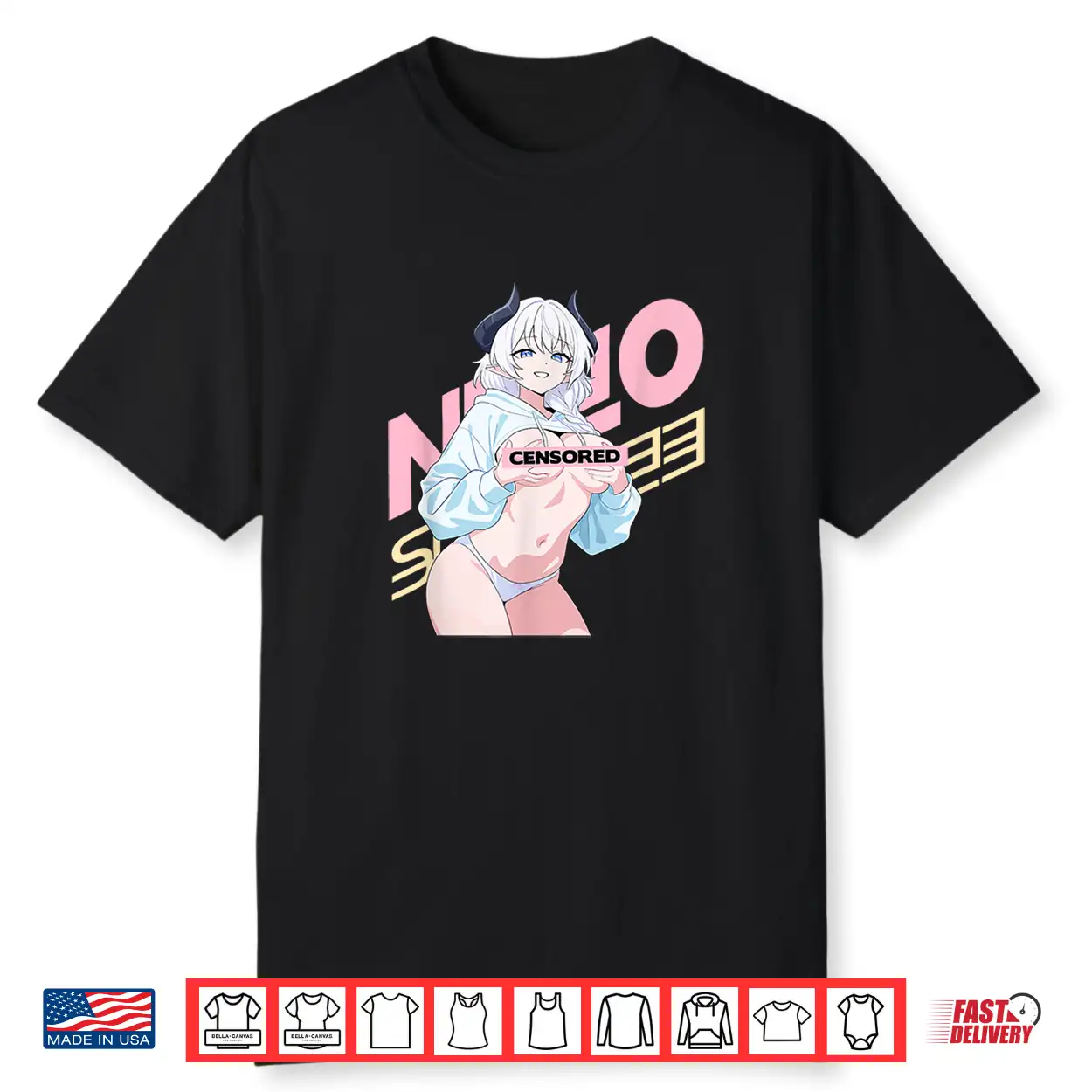 Waifu Sexy Anime Girl Horns Japanese Retro Art Shirt
