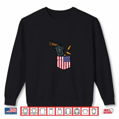 Sweatshirt 4th Of July Gun US Flag Pocket Independence Day America Men Shirt 3