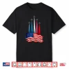 Independence Day American Flag Jet Planes Red White Blue Shirt