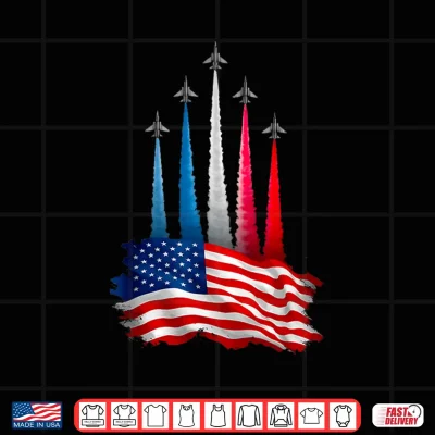 Design Independence Day American Flag Jet Planes Red White Blue Shirt 3