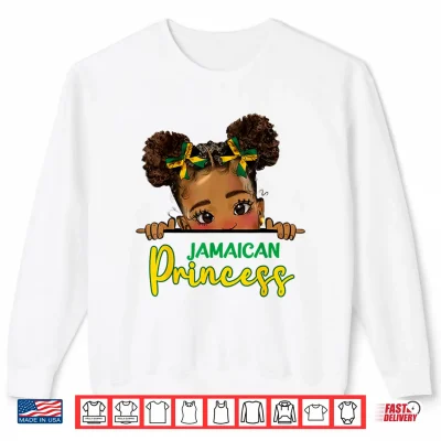 Sweatshirt Jamaican Princess Messy Bun Girl Kids Toddlers Jamaica Flag Shirt 3