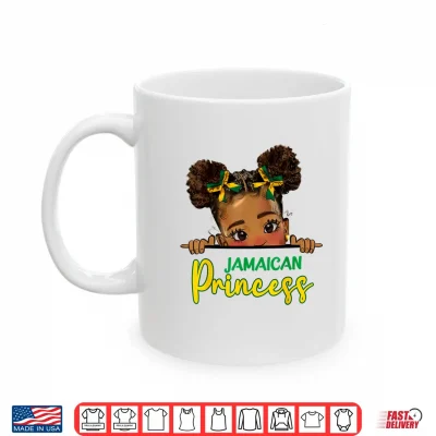 Mug Jamaican Princess Messy Bun Girl Kids Toddlers Jamaica Flag Shirt 3