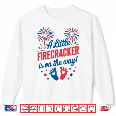 Sweatshirt Mom 4th of July Baby Reveal Little Firecracker is on the Way Shirt 3