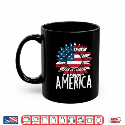 Mug Sunflower Independence Day USA American Flag 4th of July Shirt 3