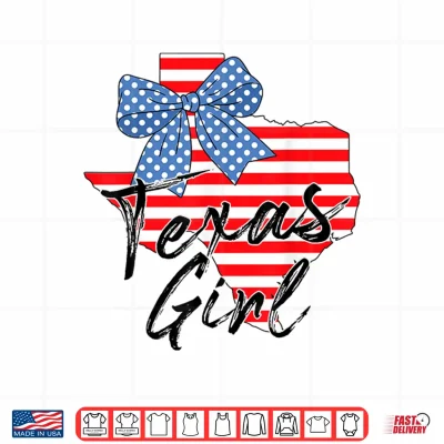 Design Texas Girl Texas Independence Day Coquette Bow Texan Girls Shirt 3