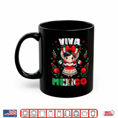 Mug Viva Mexico Mexican Girl Flag Independence Day Girls Kids Shirt 3