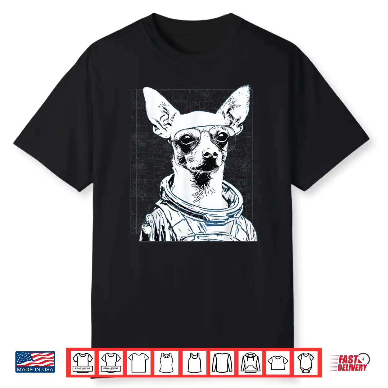 Space Dog Astronaut Chihuahua Funny Sci Fi Design Shirt