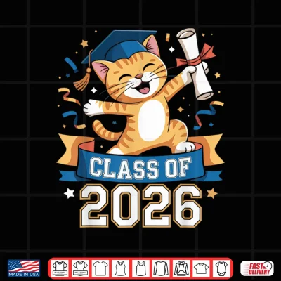 Design Class of 2026 Graduation Cat Elementary Graduate 2026 Kids Shirt