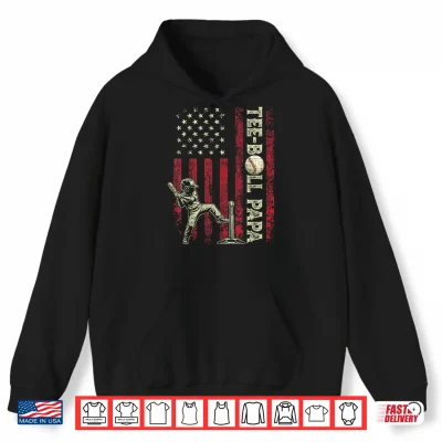 Hoodie Tee Ball Papa American US Flag Patriotic Papa Fathers Day Shirt
