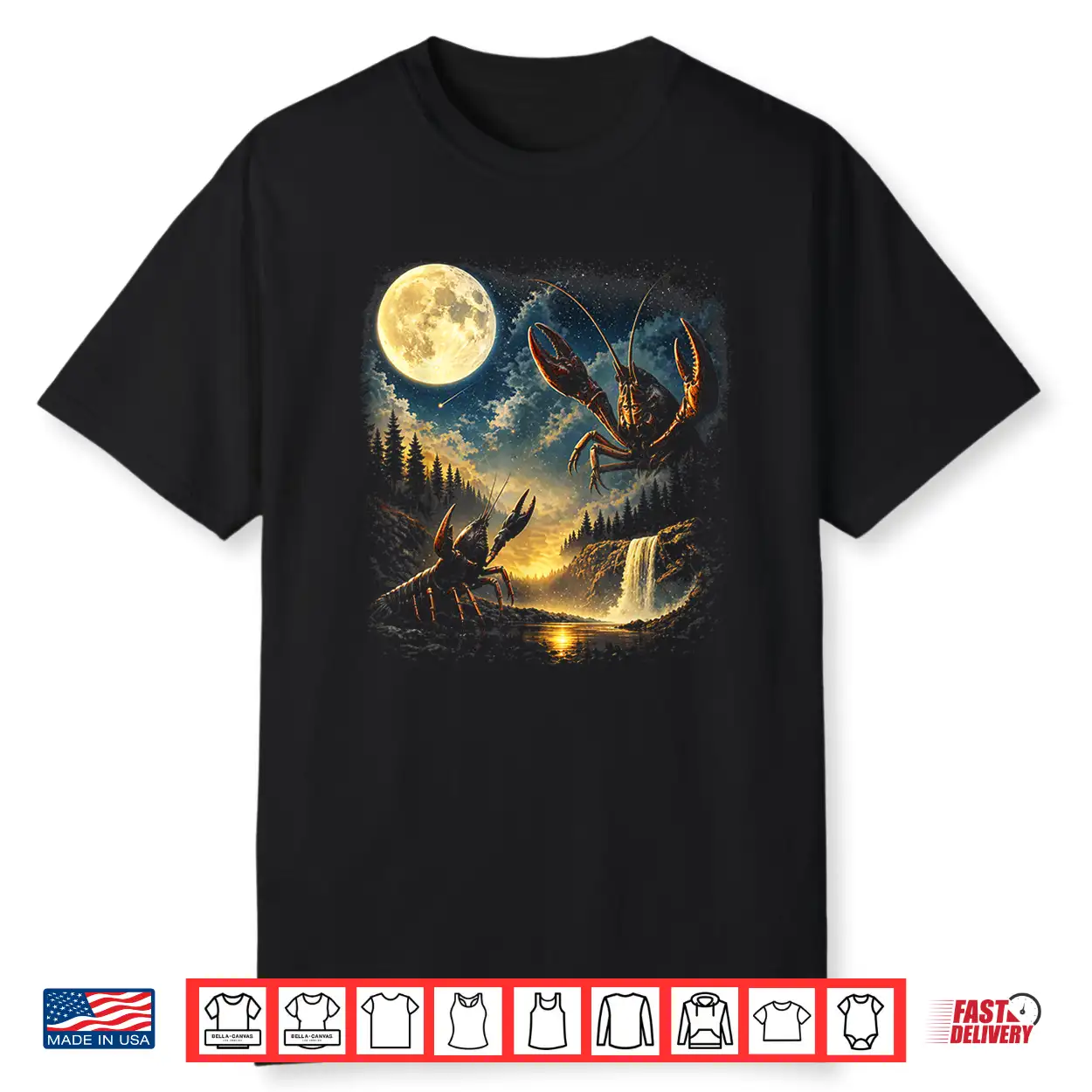 Vintage Three Crawfish Moon Crawfish Howling To The Moon Shirt
