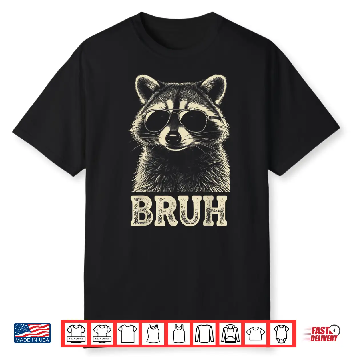 Cool Raccoon Sunglasses Bruh Funny Raccoon Lovers Kids Teens Shirt