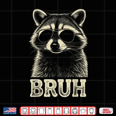 Design Cool Raccoon Sunglasses Bruh Funny Raccoon Lovers Kids Teens Shirt