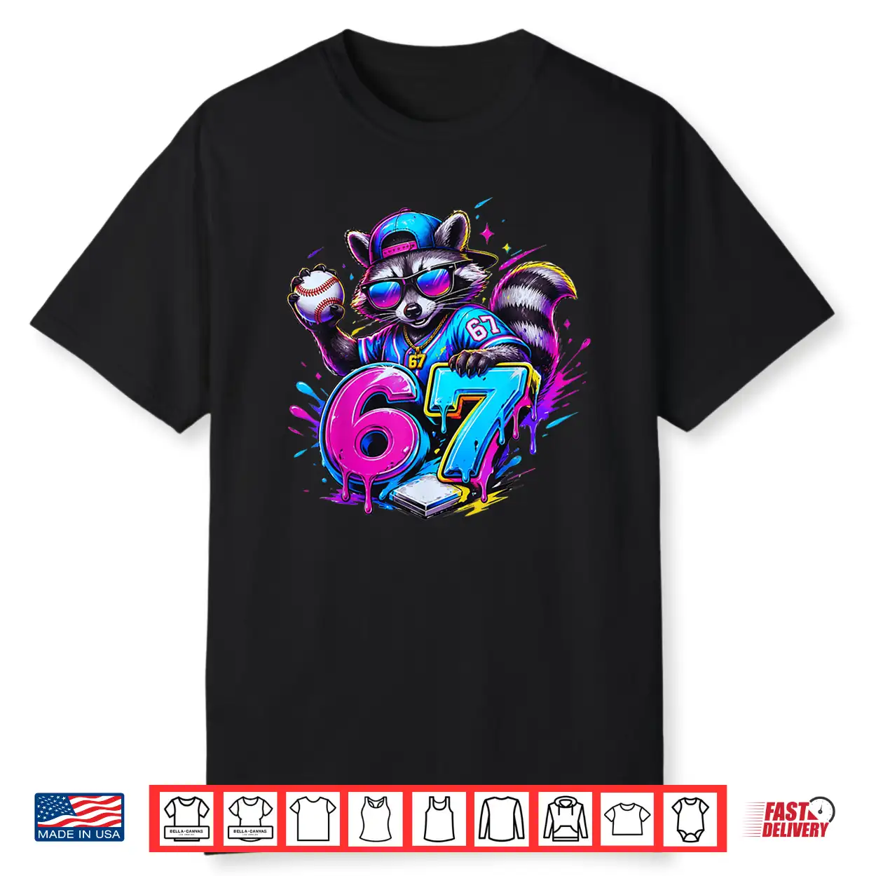 67 Funny Dabbing Raccoon Baseball Dripping Ice Cream Meme Shirt
