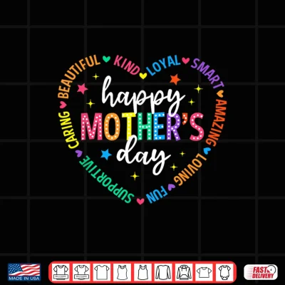 Design Happy Mothers Day Heart Love Women First Time Mom Grandma Shirt