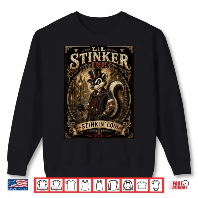Sweatshirt Lil Stinker Ink Vintage Tattoo Skunk Design 1870s Style Shirt