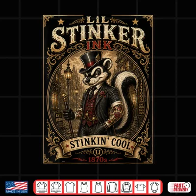 Design Lil Stinker Ink Vintage Tattoo Skunk Design 1870s Style Shirt