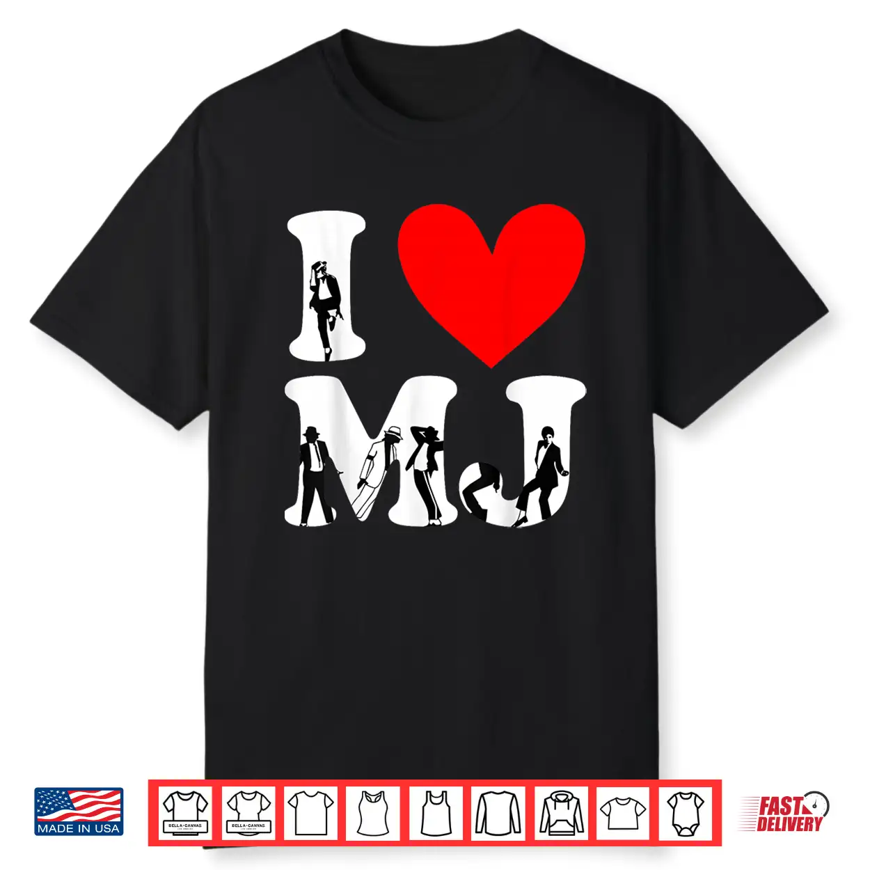 I Love Mj Vintage Fan Merch Red Heart Initials Design M.J Shirt