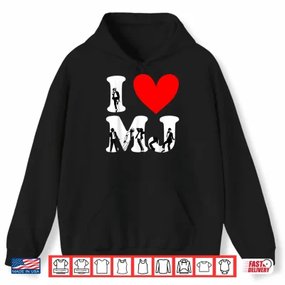 Hoodie I Love MJ Vintage Fan Merch Red Heart Initials Design M.J Shirt