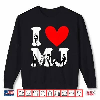 Sweatshirt I Love MJ Vintage Fan Merch Red Heart Initials Design M.J Shirt