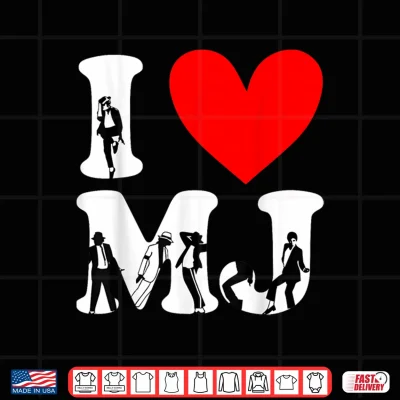 Design I Love MJ Vintage Fan Merch Red Heart Initials Design M.J Shirt