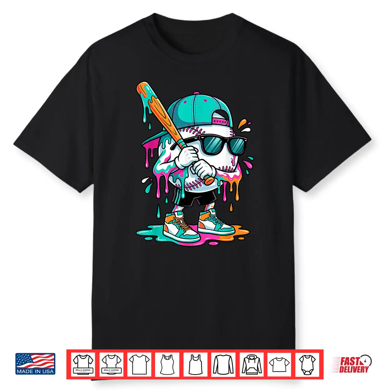 Ice Cream Baseball Drip For Boys Shirt Dripping Baseball Kid Shirt