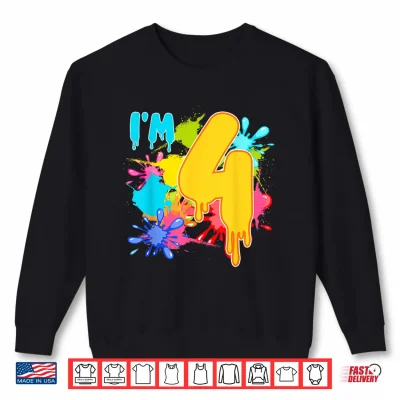 Sweatshirt 4 Year Old Birthday Slime Lover 4th Slime Themed Party Shirt