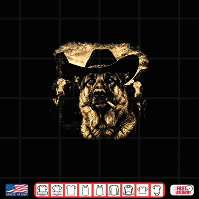 German Shepherd Western Graphic Cowboy Dog Smoking Shirt