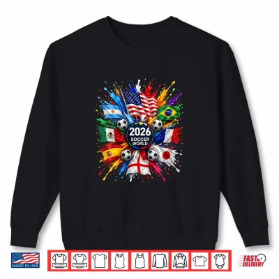 Sweatshirt 2026 Soccer World USA Flag Burst Fan Tee Shirt