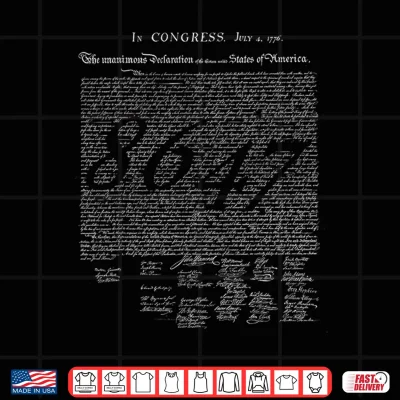 Design 86 47 Declaration of Independence 4th of July 1776 No Kings Shirt