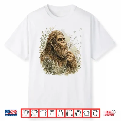 Bigfoot Blowing Dandelion Sasquatch Making A Wish Vintage Shirt